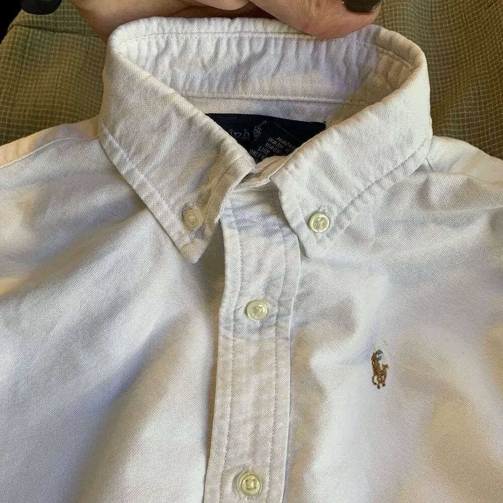 Ralph Lauren Boys Iconic Oxford Button Down Long Sleeve Shirt Casual Preppy Sz 5